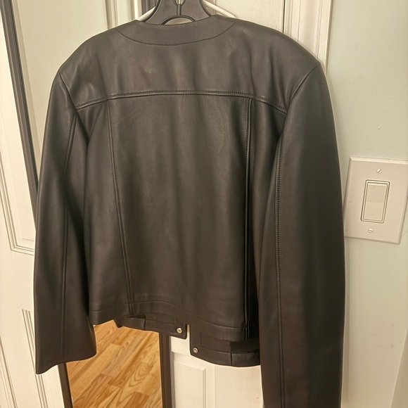 Theory Black Leather Jacket for Women - Picture 4 of 7